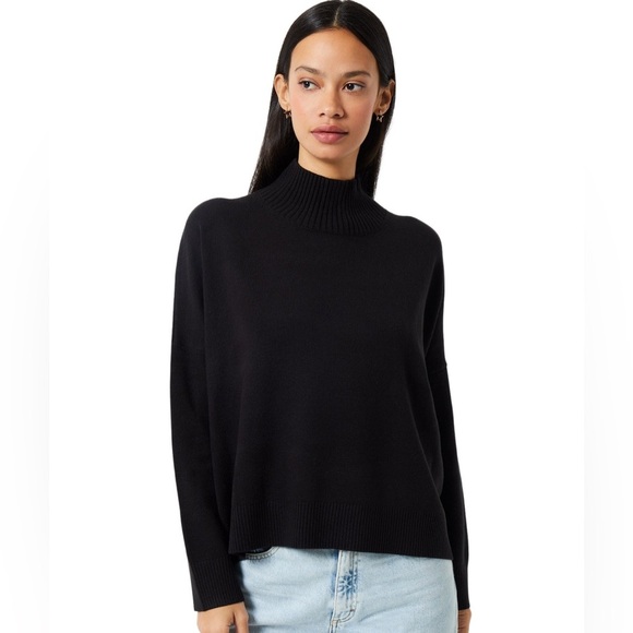 French Connection Babysoft High Neck Jumper Mock Neck Sweater Black Size XL NWT - Picture 2 of 8